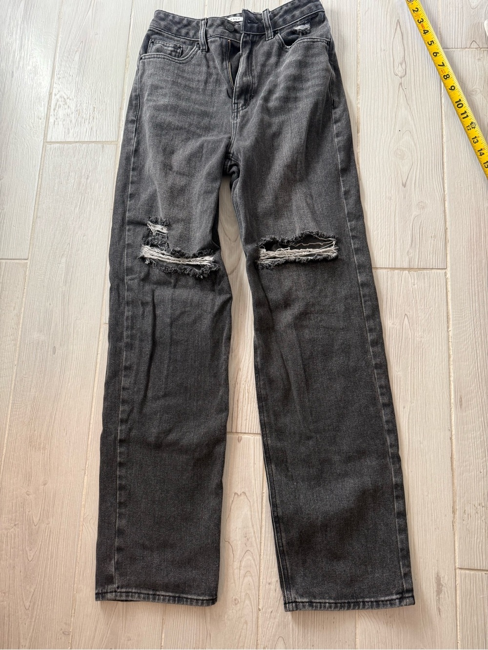 PacSun Black Distressed Straight Leg Jeans